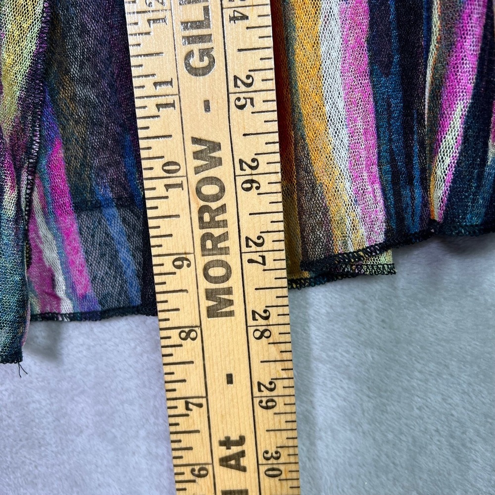 Multiples Abstract Print M Sheer Mesh Open Front Cardigan Layering Jacket Artsy - Picture 8 of 8